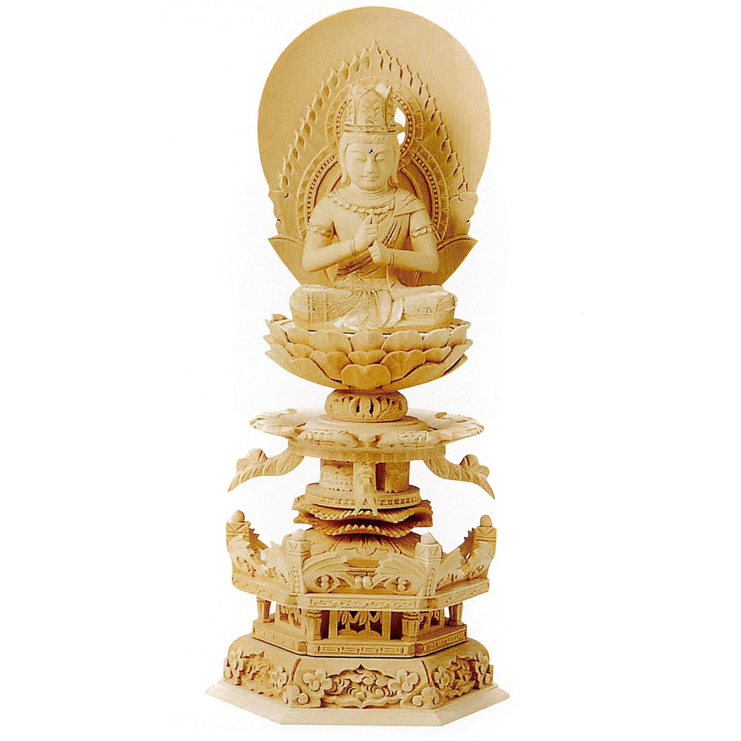 本尊 総白木 六角台座ケマン付 大日如来 金泥書