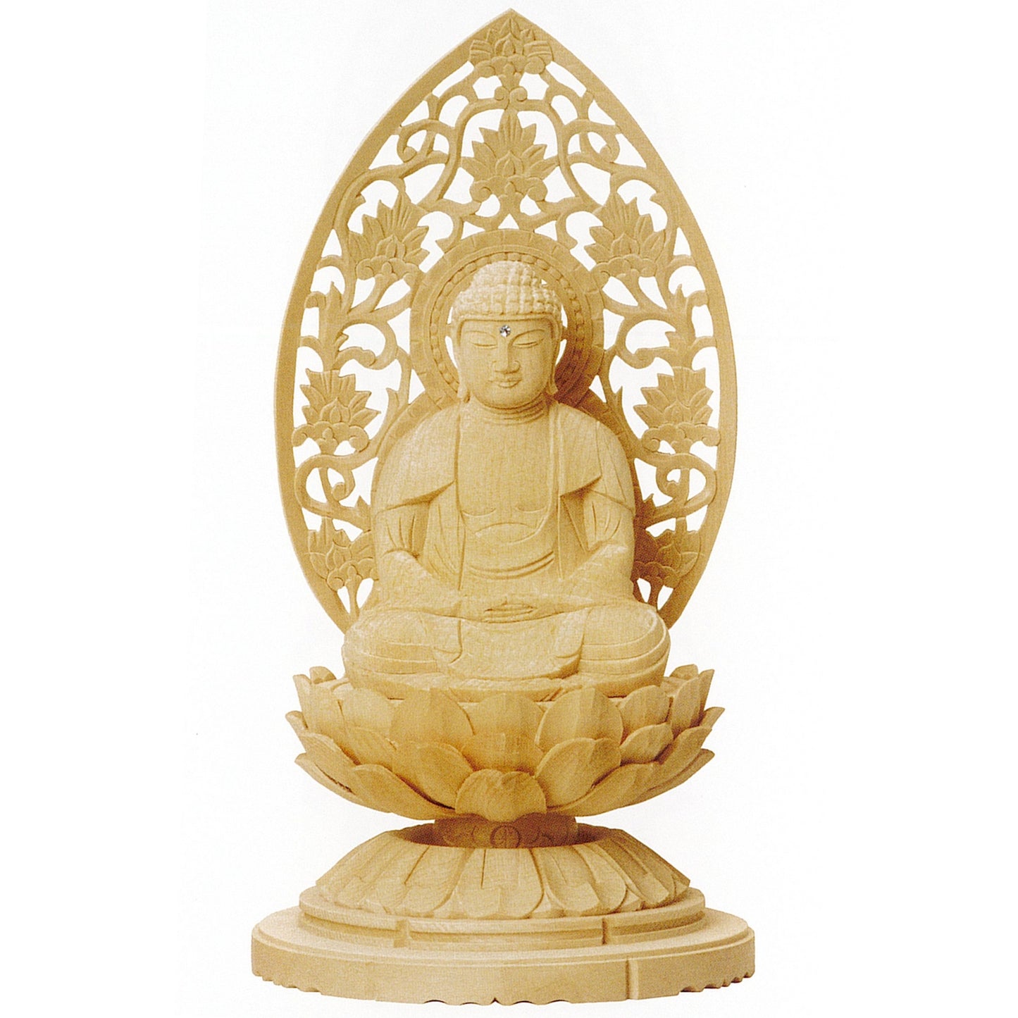 総白木 C型低丸台座 座釈迦 唐草光背