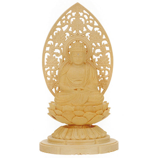 総白木 C型低丸台座 座弥陀 唐草光背