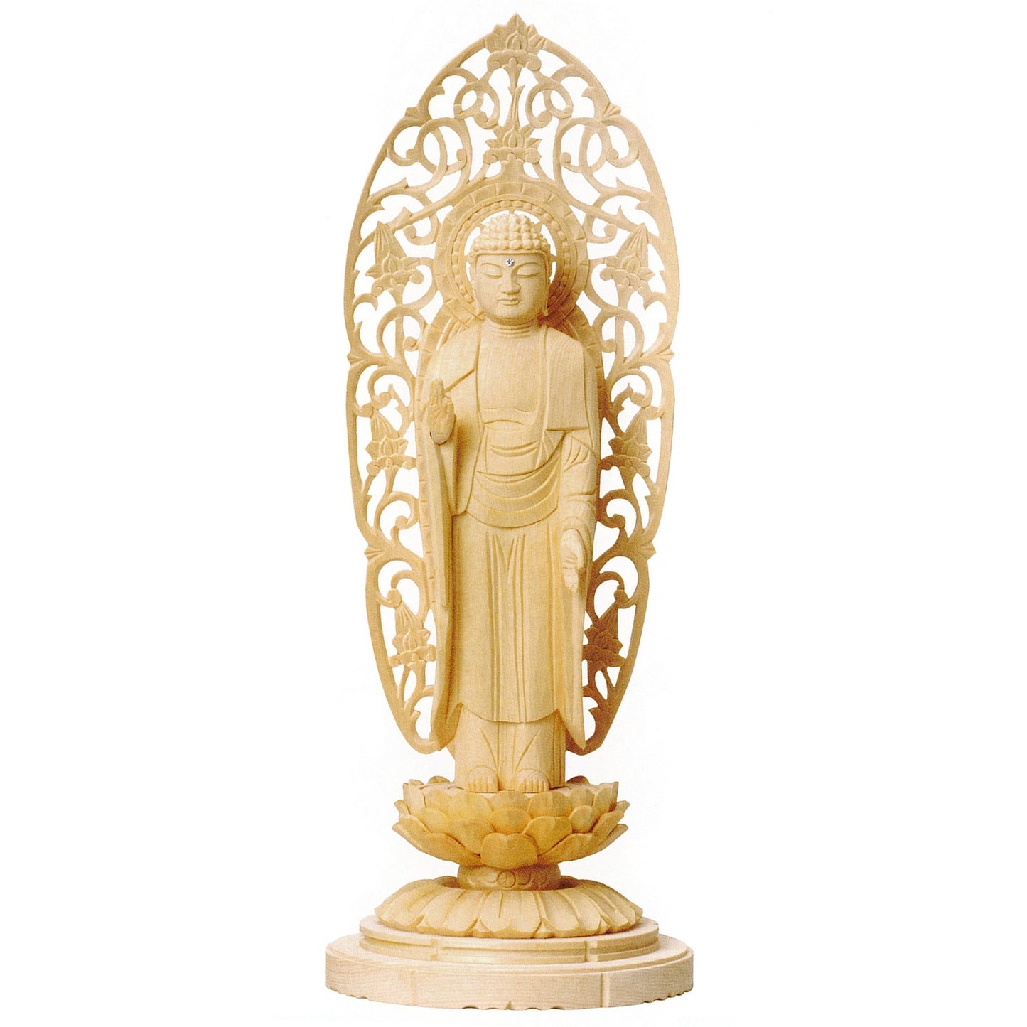 総白木 C型低丸台座 舟立弥陀