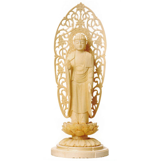 総白木 C型低丸台座 舟立弥陀