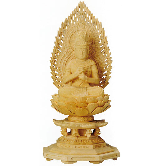 桧木 八角台座 大日如来 火炎光背