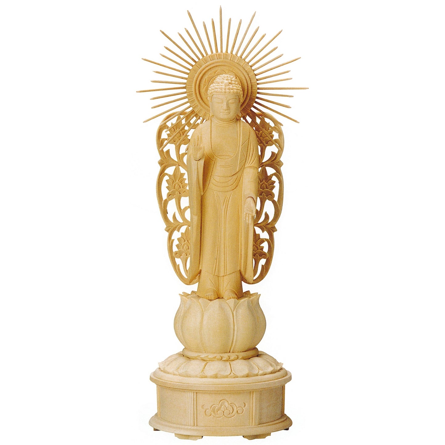 桧木 蓮華台座 西立弥陀 増台付