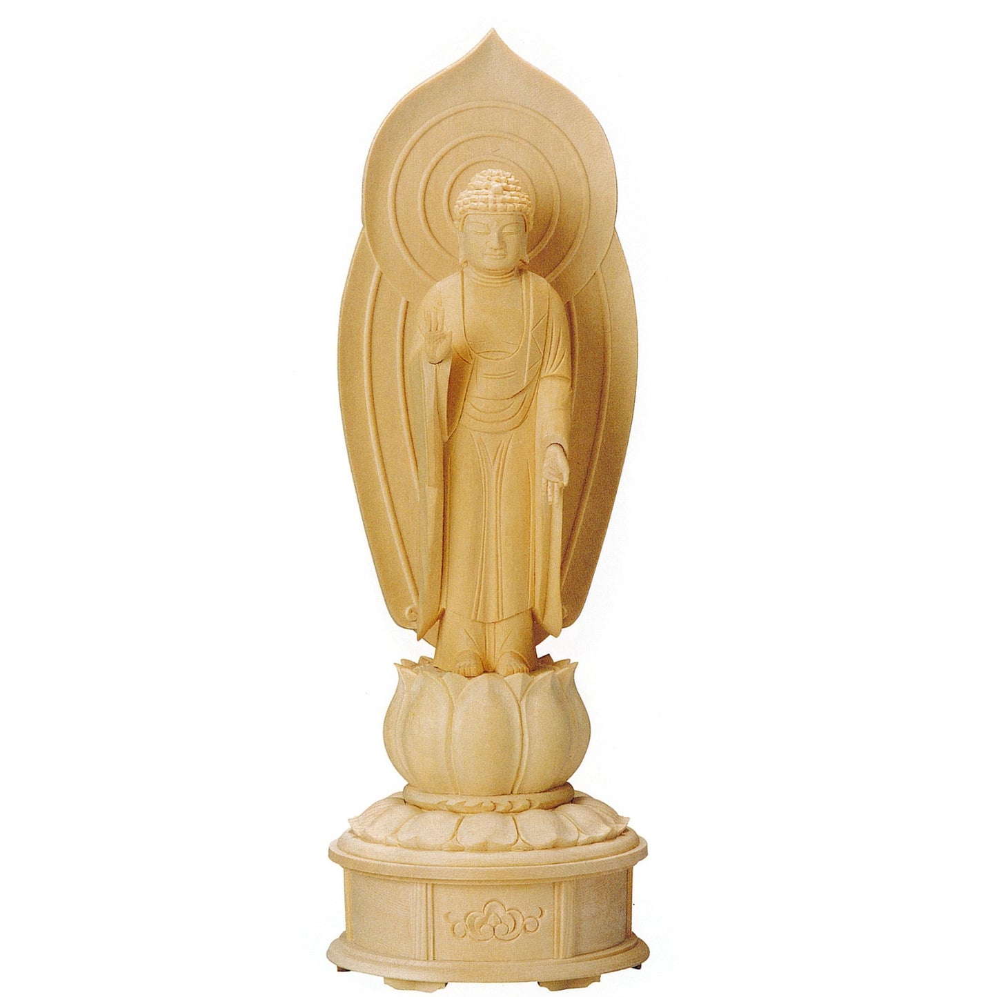 桧木 蓮華台座 舟立弥陀 増台付