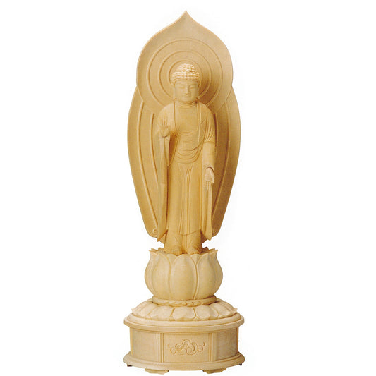 桧木 蓮華台座 舟立弥陀 増台付