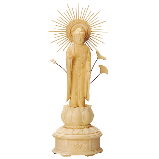 桧木 蓮華台座 東立弥陀 増台付