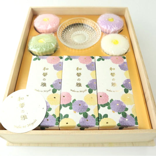 絵蝋燭と線香のセット 和華の雅 花の香り