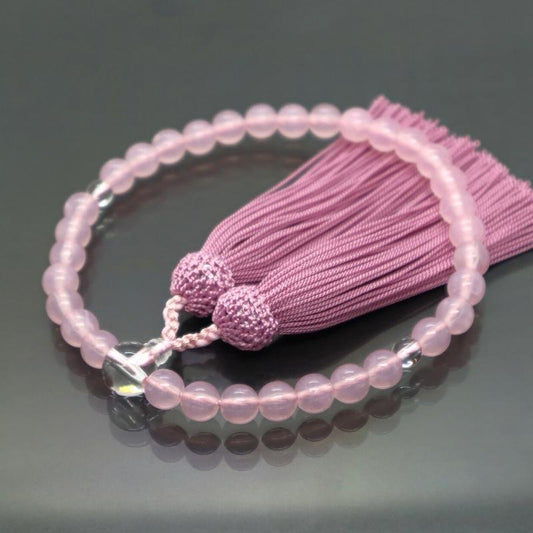 日本製 京念珠 紅水晶調×灰桜房