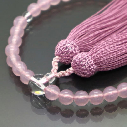 日本製 京念珠 紅水晶調×灰桜房