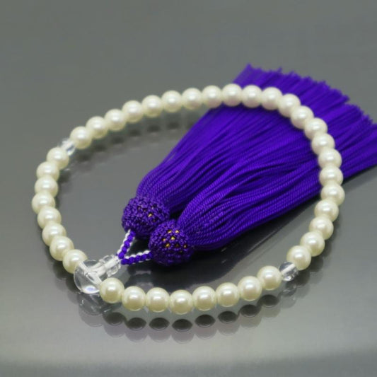 日本製 京念珠 真珠調×紫房