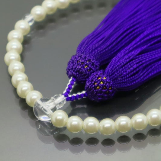 日本製 京念珠 真珠調×紫房