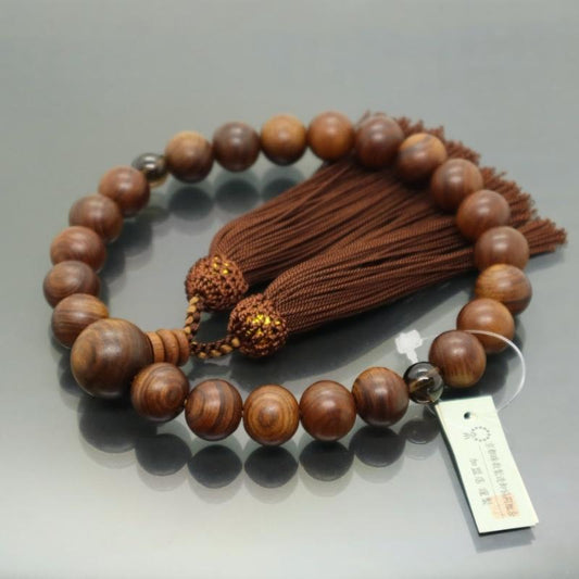 日本製 京念珠 艶消し栴檀×こげ茶房