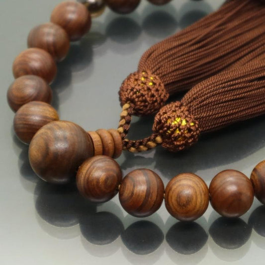 日本製 京念珠 艶消し栴檀×こげ茶房