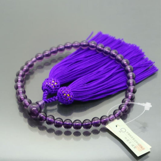 日本製 京念珠 和泉硝子 紫×紫房