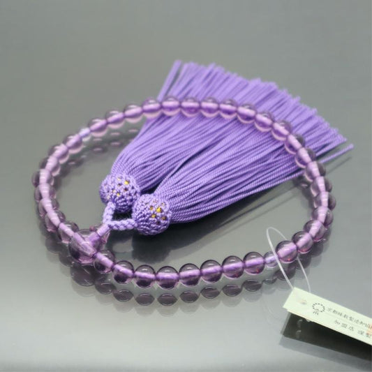 日本製 京念珠 和泉硝子 ローズ×藤房