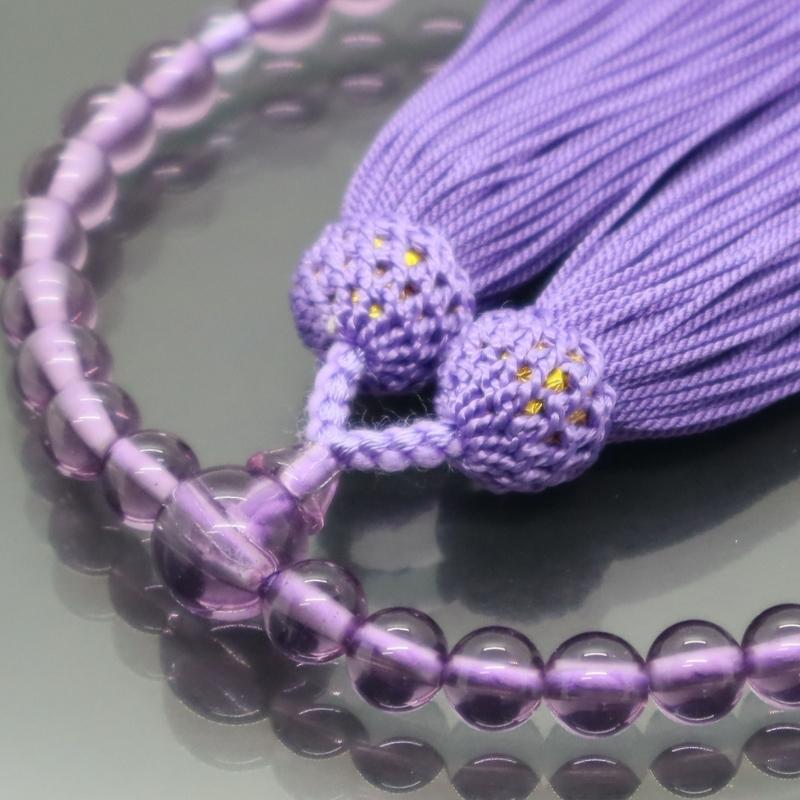 日本製 京念珠 和泉硝子 ローズ×藤房