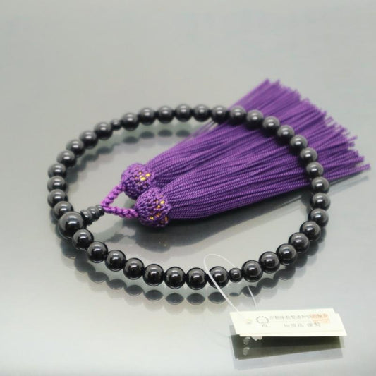 日本製 京念珠 黒オニキス×シコン房