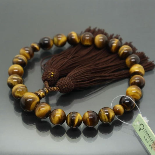 日本製 京念珠 虎目石×こげ茶房