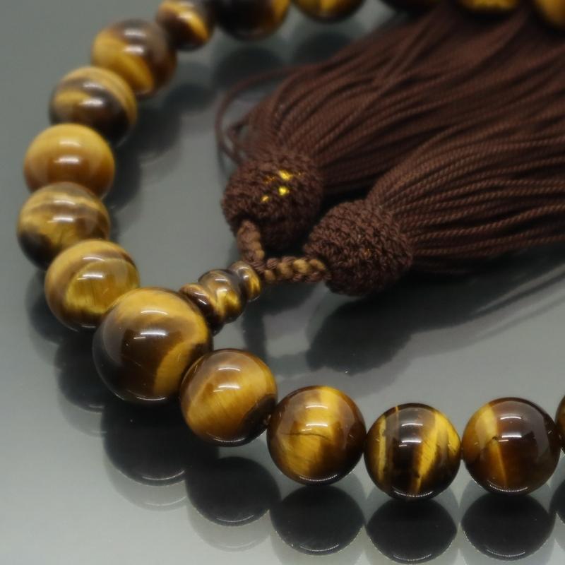 日本製 京念珠 虎目石×こげ茶房