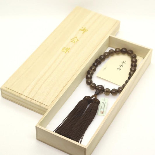 日本製 京念珠 茶水晶×煙茶房