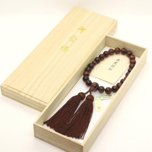 日本製 京念珠 赤虎目石×こげ茶房