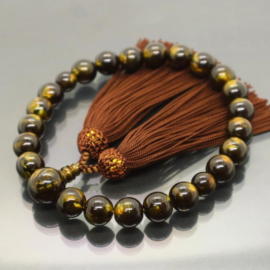 日本製 京念珠 トラメ調×こげ茶房