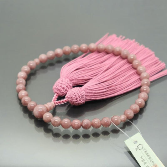 日本製 京念珠 ストロベリークォーツ×ローズピンク房