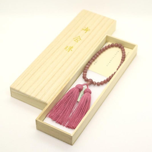 日本製 京念珠 ストロベリークォーツ×ローズピンク房