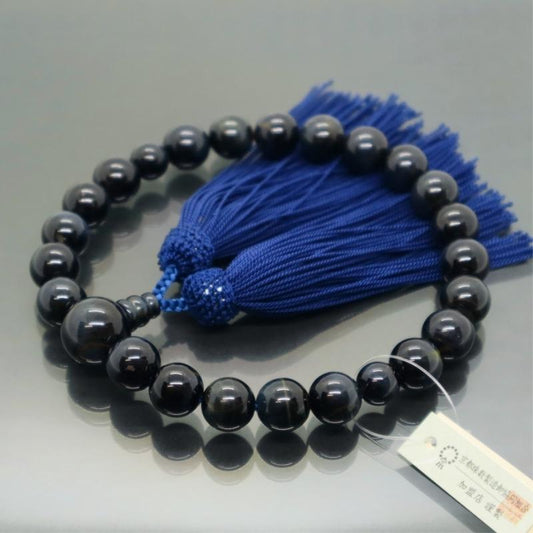 日本製 京念珠 青虎目石×鉄紺房