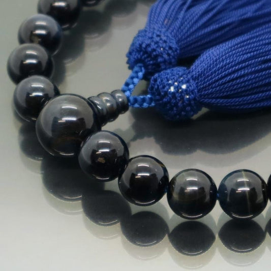 日本製 京念珠 青虎目石×鉄紺房