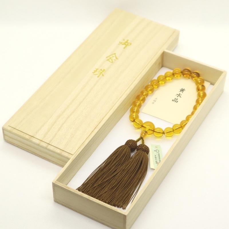 日本製 京念珠 黄水晶×濃利休房