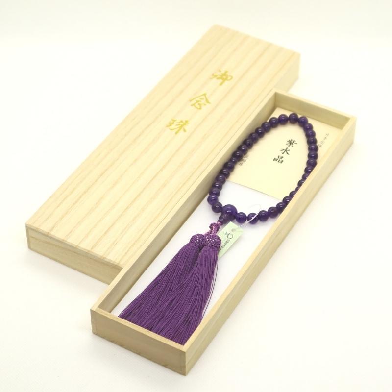 日本製 京念珠 紫水晶×似紫房