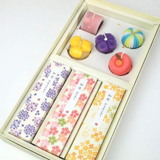 進物 和遊 お香と和菓子キャンドルセット